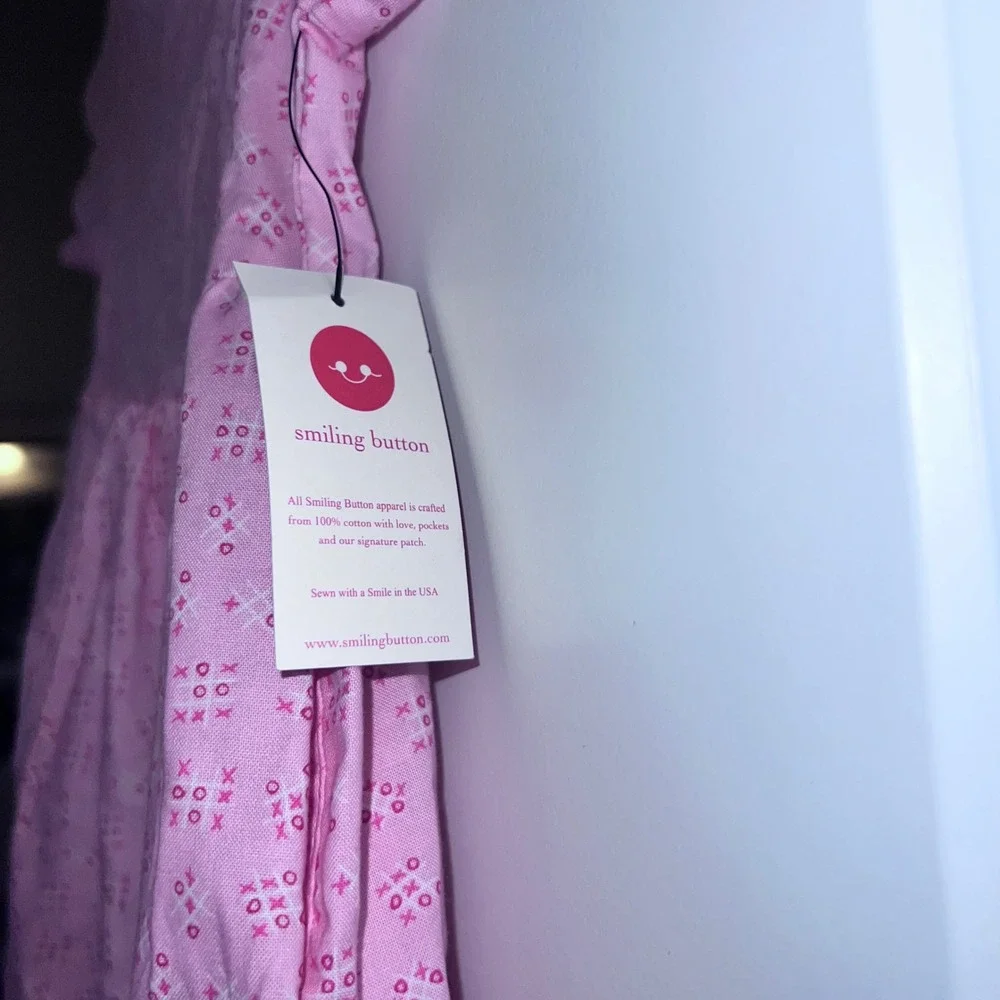 NWT Smiling Button Little Girls Dress‎ Size 7 Made in the USA